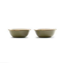 Load image into Gallery viewer, Enamel Bowl Set of 2 | 2 Tone Olive Drab