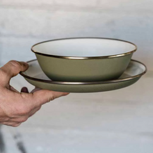 Load image into Gallery viewer, Enamel Bowl Set of 2 | 2 Tone Olive Drab