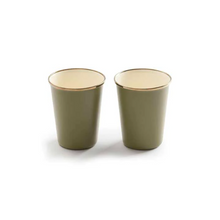 Load image into Gallery viewer, Enamel Tall Cup Set of 2 | 2 Tone Olive Drab
