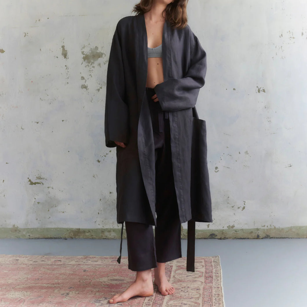 One Size 100% Linen Robe | Kohl