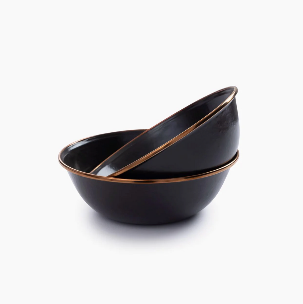 Enamel Bowl Set of 2 | Charcoal