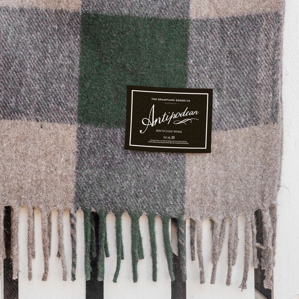 Recycled Wool Scottish Tartan Blanket | Cypress