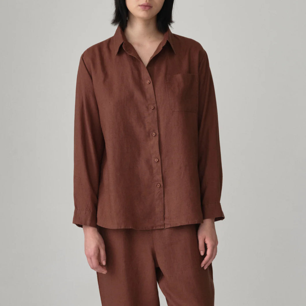 100% Linen Shirt | Cocoa