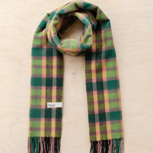 Load image into Gallery viewer, Lambswool Scarf | Lime Multi Check
