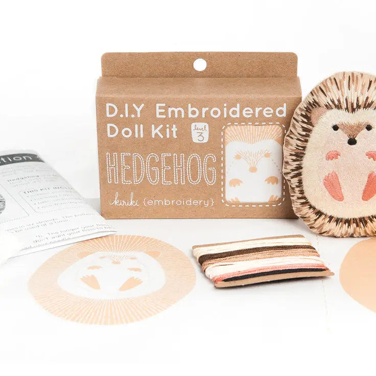 Hedgehog Embroidered Doll Kit