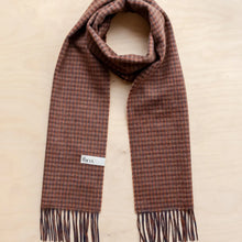 Load image into Gallery viewer, Lambswool Scarf | Coffee Textured Check
