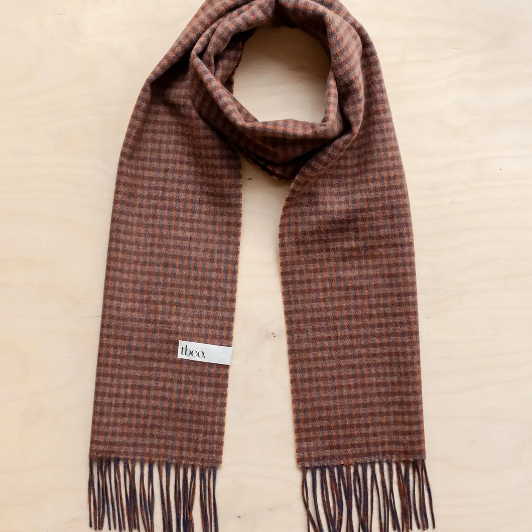 Lambswool Scarf | Coffee Textured Check