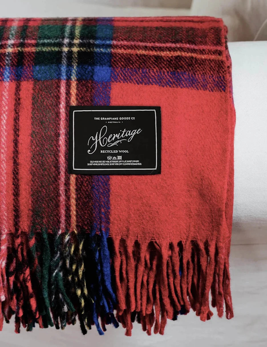 Recycled Wool Scottish Tartan Blanket - Traditional