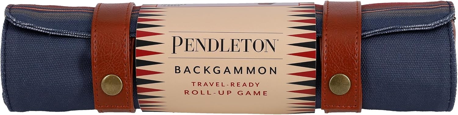 Pendleton Backgammon - Jeu De Backgammon Nomade - Planche En Toile Et Pochette En Similicuir - Se Roule Comme Une Couverture - Cadeau Voyage Et Camping
