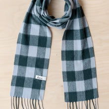 Load image into Gallery viewer, Lambswool Long Skinny Scarf | Forest Gingham
