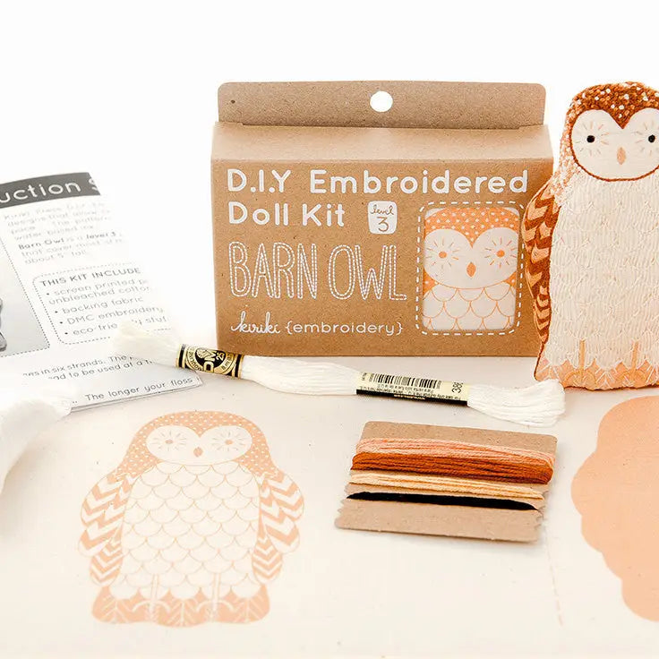 Barn Owl Embroidered Doll Kit