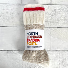 Load image into Gallery viewer, Chunky Wool Work Sock | Oatmeal with Red Stripe
