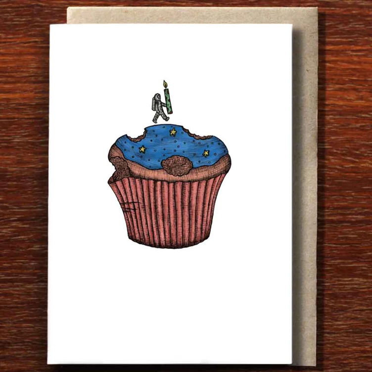 Cupcake Spaceman Card