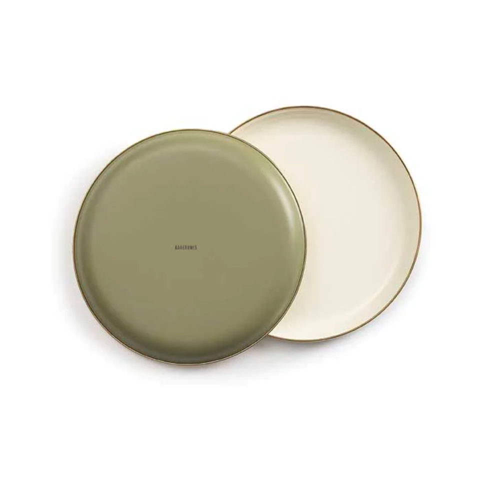 Enamel Deep Plates Set of 2 | 2 Tone Olive Drab