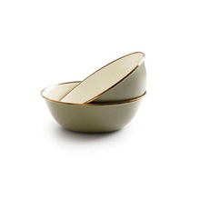 Load image into Gallery viewer, Enamel Bowl Set of 2 | 2 Tone Olive Drab
