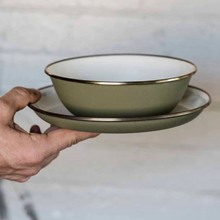 Load image into Gallery viewer, Enamel Bowl Set of 2 | 2 Tone Olive Drab
