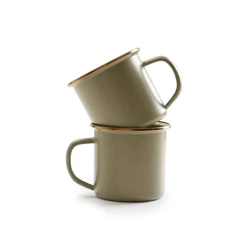 Enamel Cup Set of 2 | 2 Tone Olive Drab