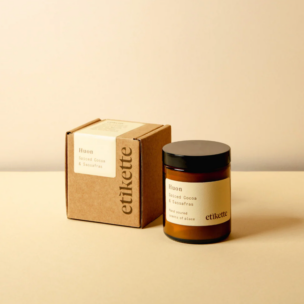 Huon Candle | Spiced Cocoa and Sassafras