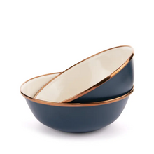 Load image into Gallery viewer, Enamel Bowl Set of 2 | 2 Tone Indigo
