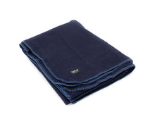 Load image into Gallery viewer, Wool Blanket | French Navy Black Chain Stitch Edge
