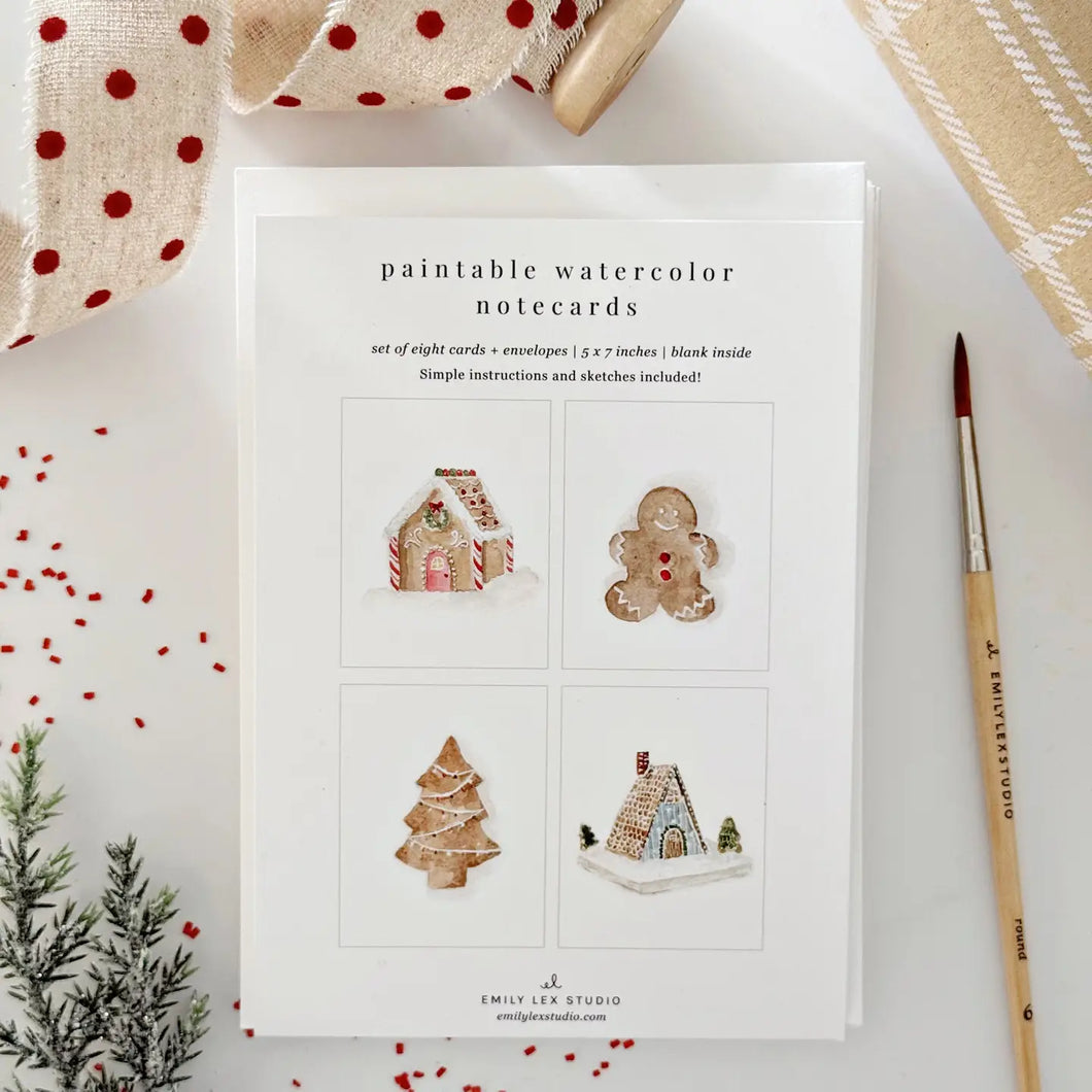 Gingerbread | Paintable Notecards set of 8 PREORDER