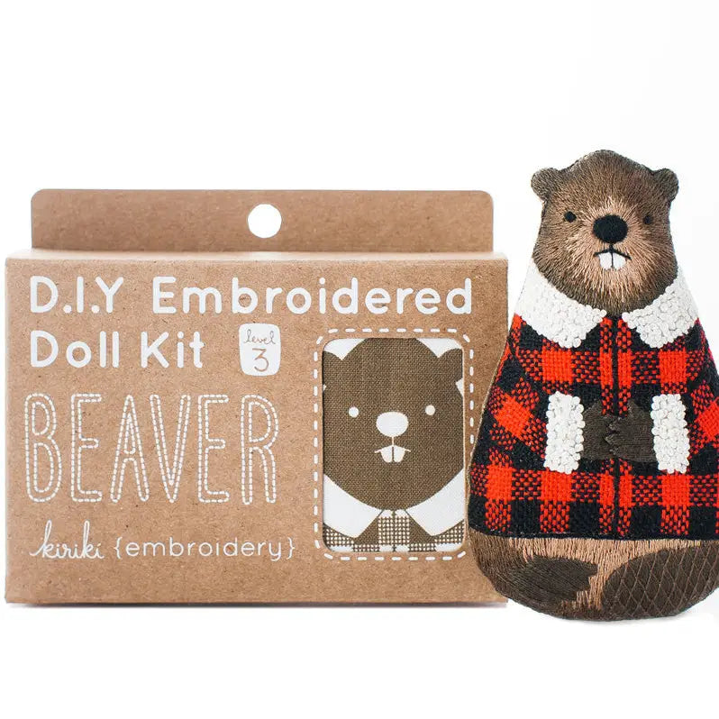 Beaver Embroidered Doll Kit