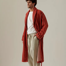 Load image into Gallery viewer, Unisex Terry Bathrobe | Oxblood and Peach

