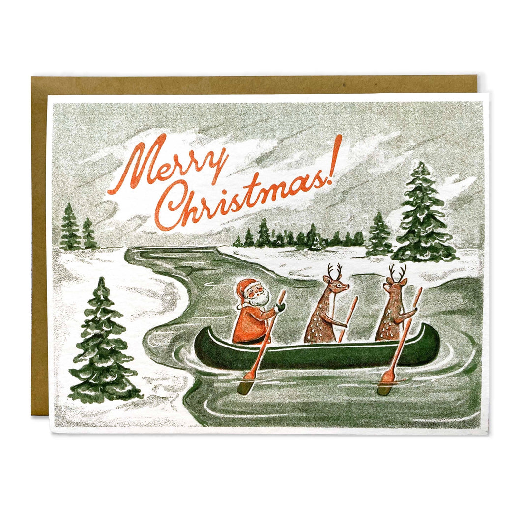 Christmas Canoe Greeting Card
