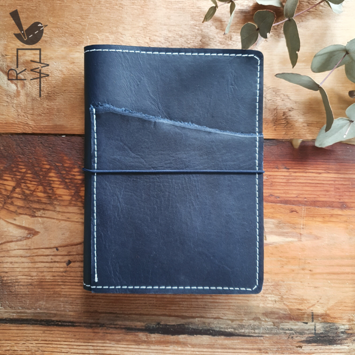 Leather Notebook with Front Pocket | Black