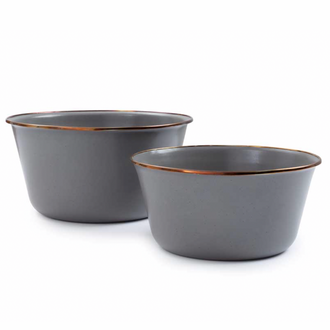 Enamel Mixing Bowls Set of 2 | Slate Grey