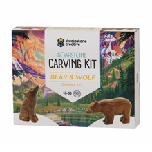 Load image into Gallery viewer, 2 Pack Soapstone Carving Kit | Wolf/Bear
