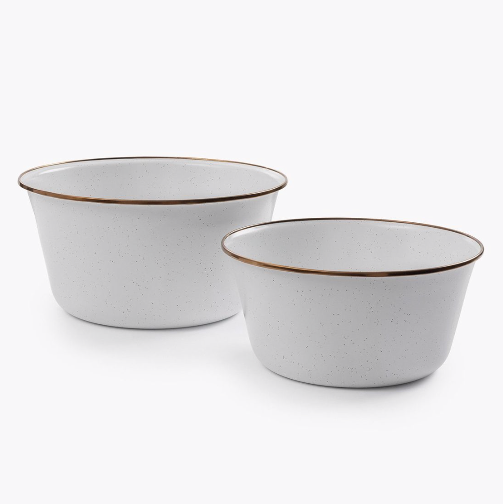 Enamel Mixing Bowls | Eggshell Set of 2