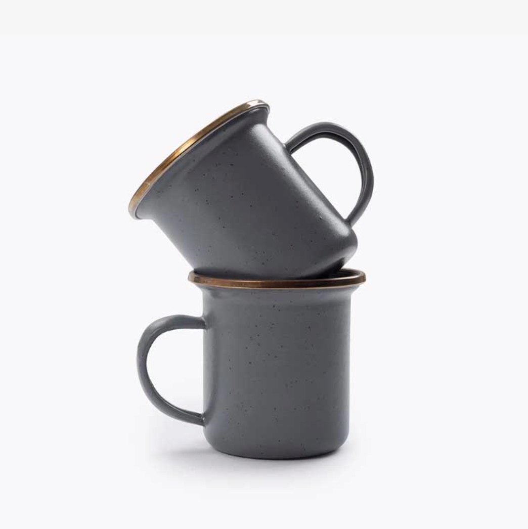 Espresso Enamel Cup Set of 2 | Slate Grey