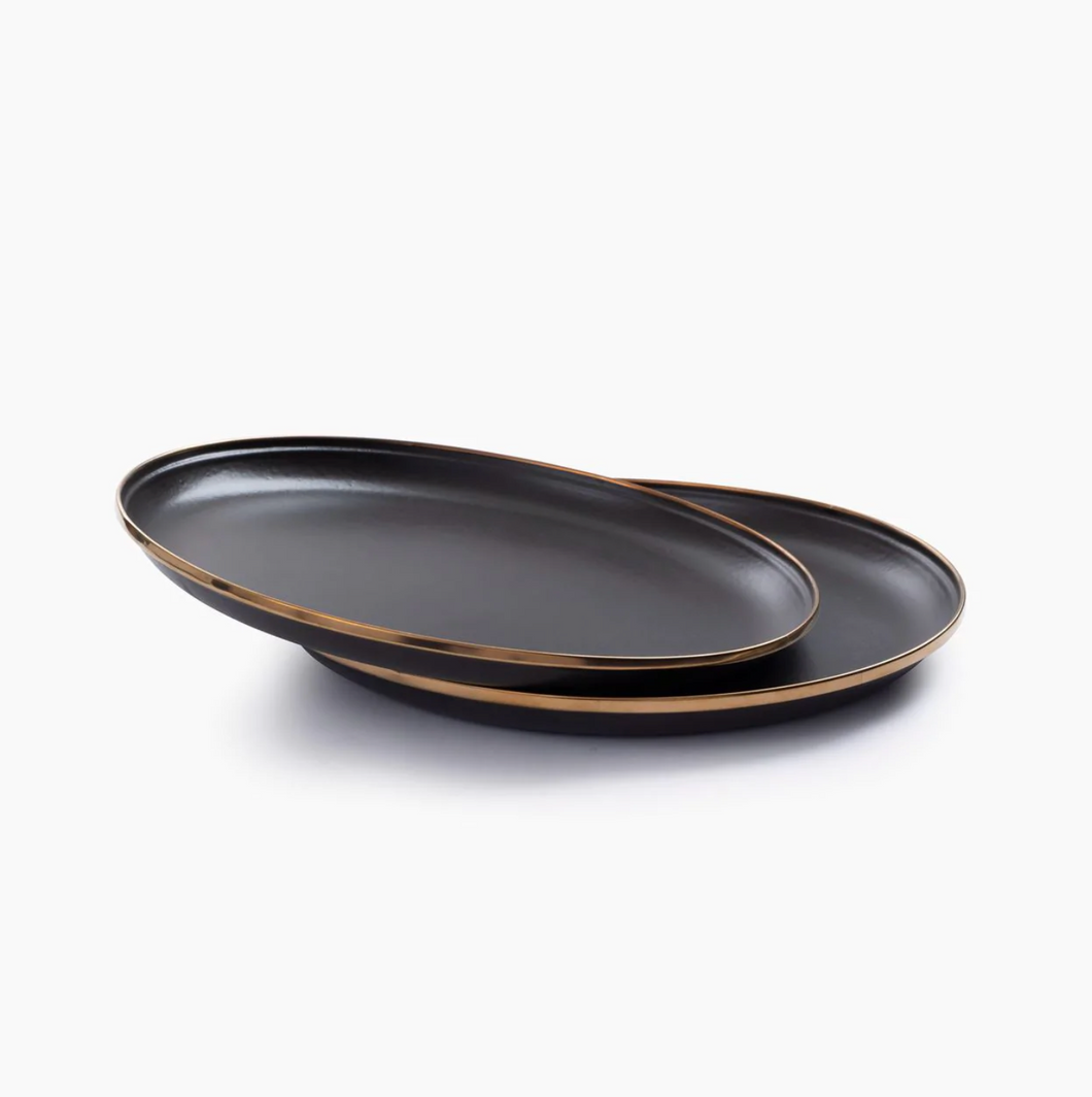 Enamel Deep Plates Set of 2 | Charcoal