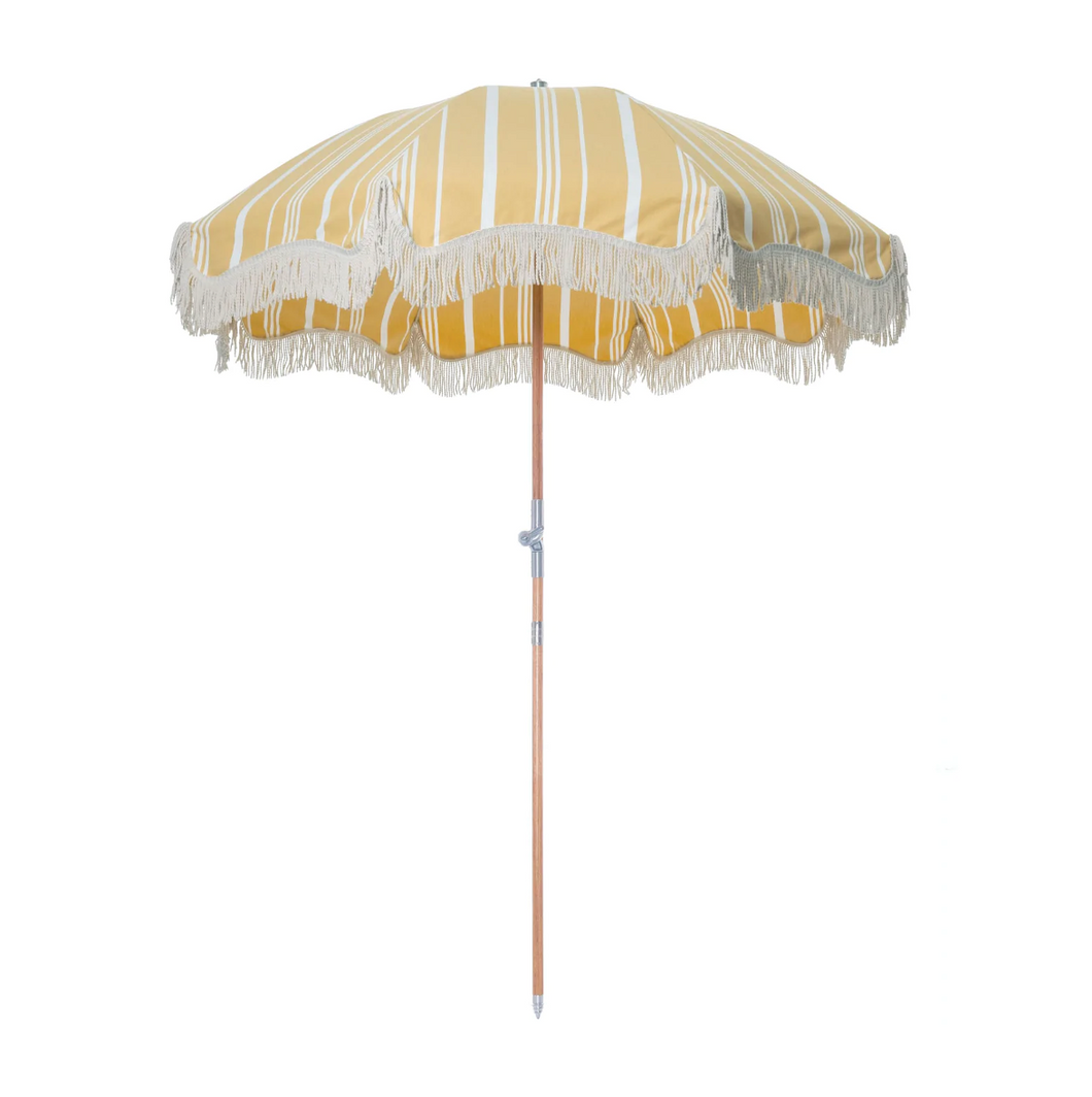 Premium Beach Umbrella | Vintage Yellow Stripe