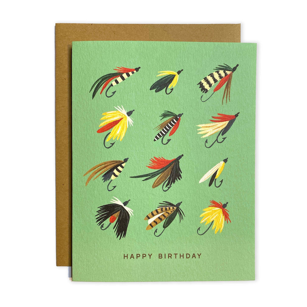 Happy Birthday Fishing Flies Greeting Card