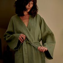 Load image into Gallery viewer, One Size 100% Linen Robe | Khaki
