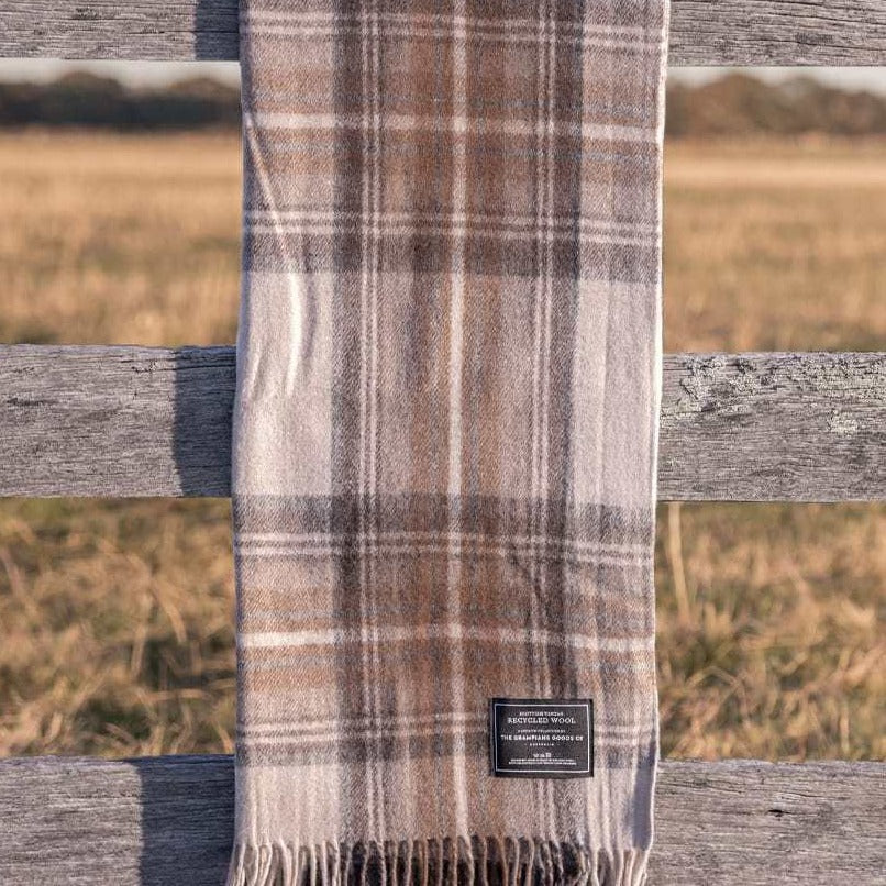 Recycled Wool Scottish Tartan Blanket - Malt